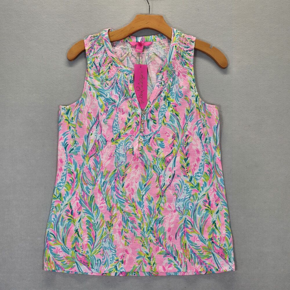 Lilly Pulitzer Essie Top Multi Unicorn of the Sea Sleeveless Size Small